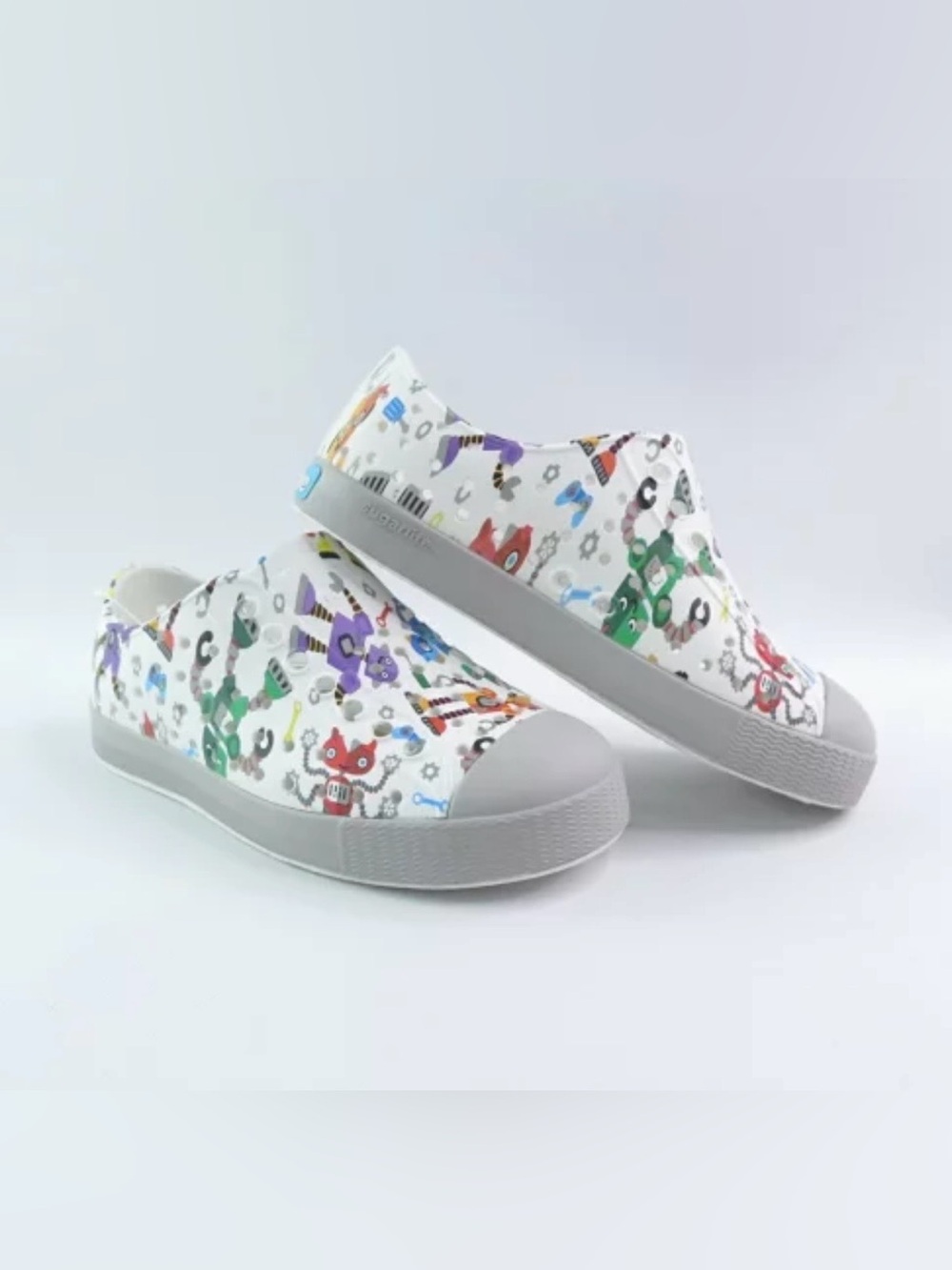 Native Shoe White Robot Print Slip On Shoe Size 3